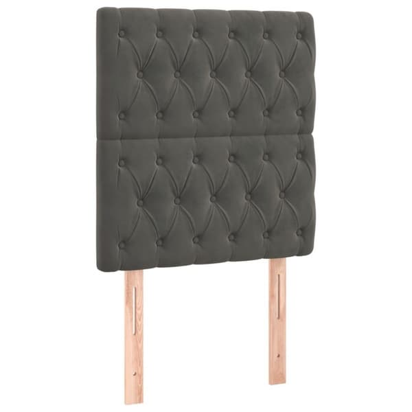 vidaXL Ramsäng med madrass & LED mörkgrå 100x200 cm sammet