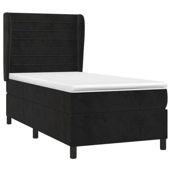 vidaXL Ramsäng med madrass svart 100x200 cm sammet