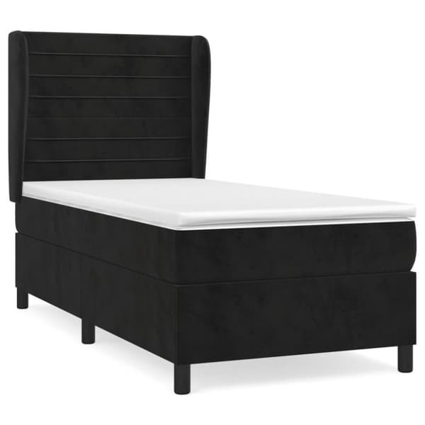 vidaXL Ramsäng med madrass svart 100x200 cm sammet