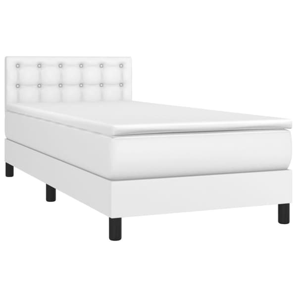vidaXL Ramsäng med madrass vit 100x200 cm konstläder