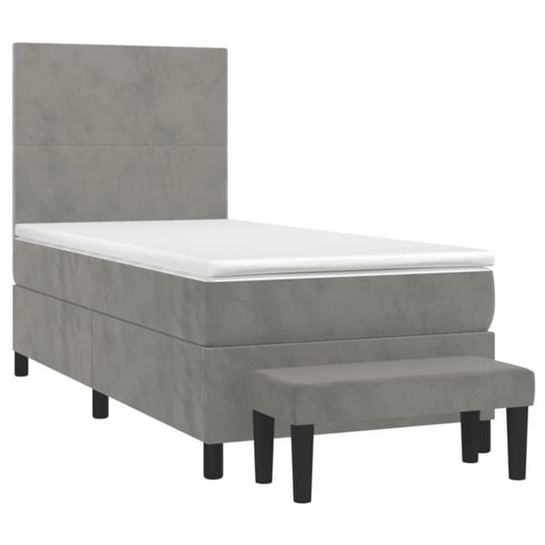 vidaXL Ramsäng med madrass ljusgrå 100x200 cm sammet