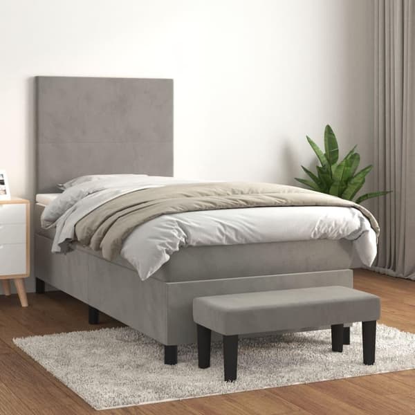 vidaXL Ramsäng med madrass ljusgrå 100x200 cm sammet