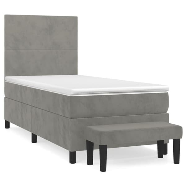 vidaXL Ramsäng med madrass ljusgrå 100x200 cm sammet