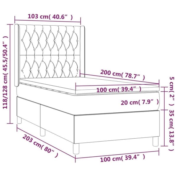 vidaXL Ramsäng med madrass & LED svart 100x200 cm sammet