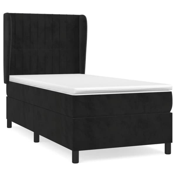 vidaXL Ramsäng med madrass svart 100x200 cm sammet