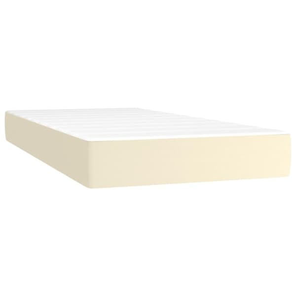 vidaXL Ramsäng med bäddmadrass gräddvit 100x200 cm konstläder