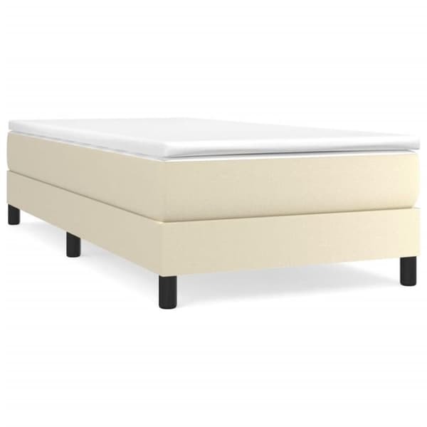 vidaXL Ramsäng med bäddmadrass gräddvit 100x200 cm konstläder