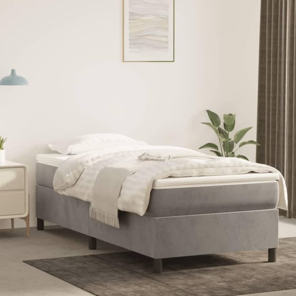 vidaXL Ramsäng med madrass ljusgrå 100x200 cm sammet
