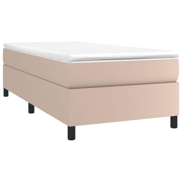 vidaXL Ramsäng med bäddmadrass cappuccino 100x200 cm konstläder