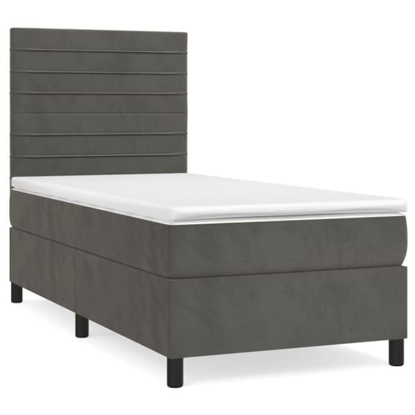 vidaXL Ramsäng med madrass mörkgrå 100x200 cm sammet
