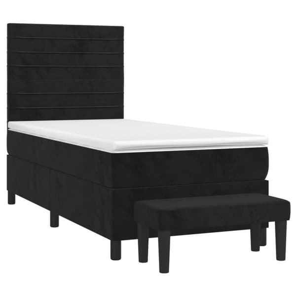 vidaXL Ramsäng med madrass svart 90x200 cm sammet