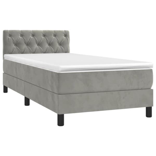 vidaXL Ramsäng med madrass ljusgrå 80x200 cm sammet