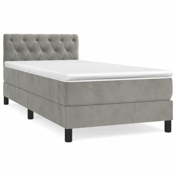 vidaXL Ramsäng med madrass ljusgrå 80x200 cm sammet