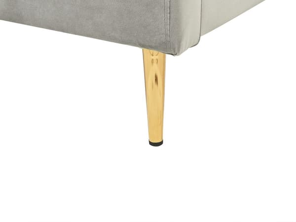 Dubbelsäng Ljusgrå 140 x 200 cm Sammet Klädd Ram Metallben Lamellbas Sänggavel Modern Glamorös Stil Sovrum