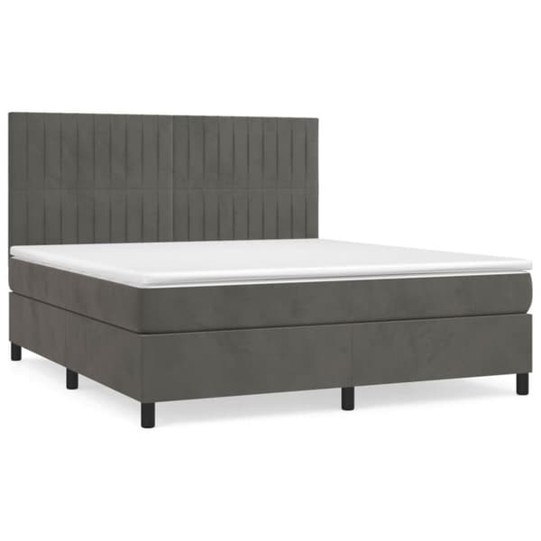 vidaXL Ramsäng med madrass mörkgrå 180x200 cm sammet