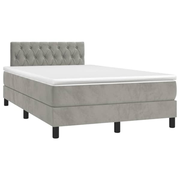 vidaXL Ramsäng med madrass ljusgrå 120x200 cm sammet