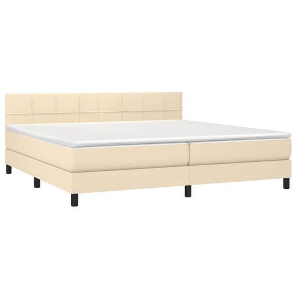 vidaXL Ramsäng med madrass gräddvit 200x200 cm tyg