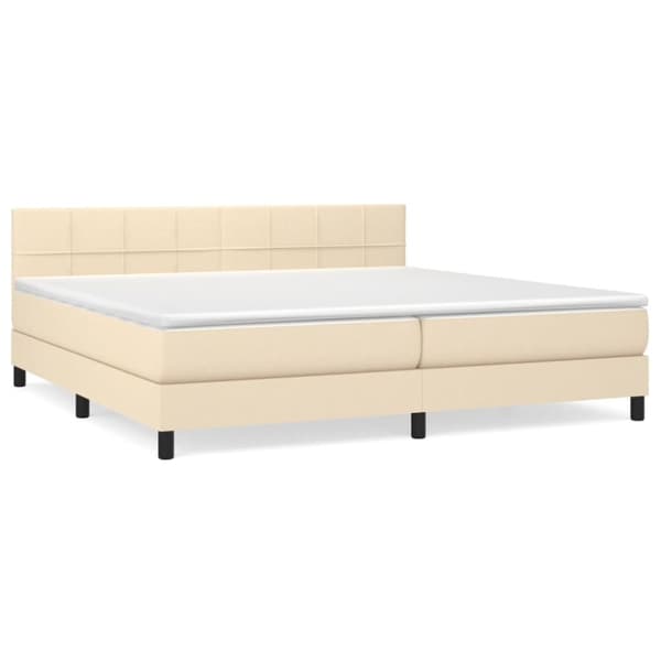 vidaXL Ramsäng med madrass gräddvit 200x200 cm tyg