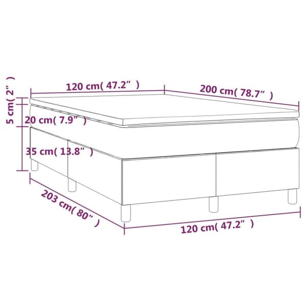 vidaXL Ramsäng med madrass mörkgrå 120x200 cm tyg