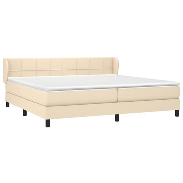 vidaXL Ramsäng med madrass gräddvit 200x200 cm tyg