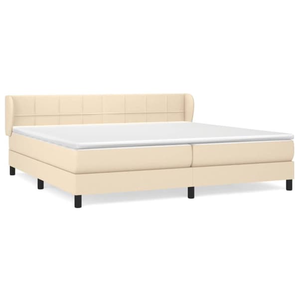 vidaXL Ramsäng med madrass gräddvit 200x200 cm tyg