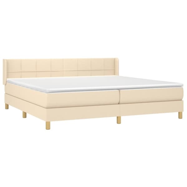 vidaXL Ramsäng med madrass gräddvit 200x200 cm tyg