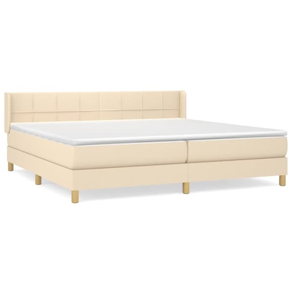 vidaXL Ramsäng med madrass gräddvit 200x200 cm tyg