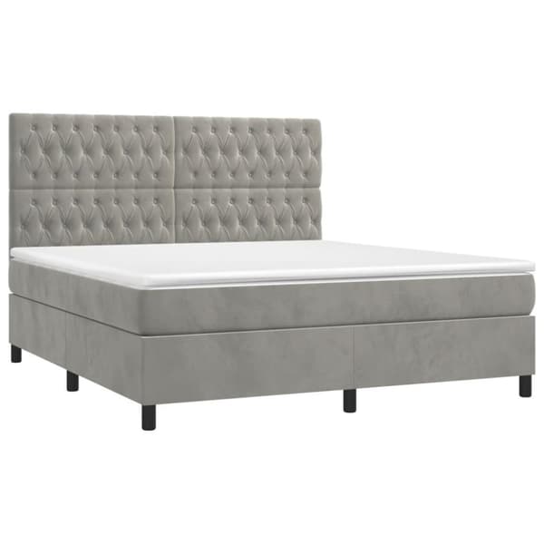 vidaXL Ramsäng med madrass ljusgrå 180x200 cm sammet