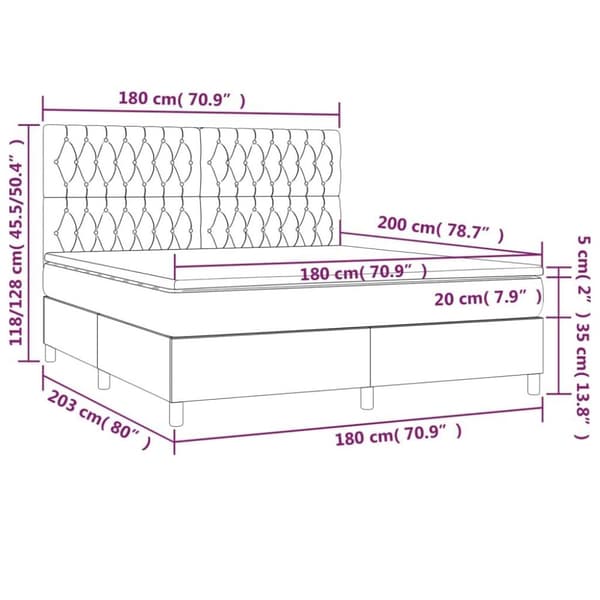 vidaXL Ramsäng med madrass ljusgrå 180x200 cm sammet