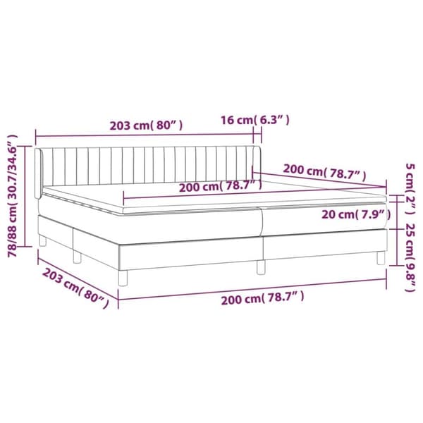 vidaXL Ramsäng med madrass svart 200x200 cm sammet