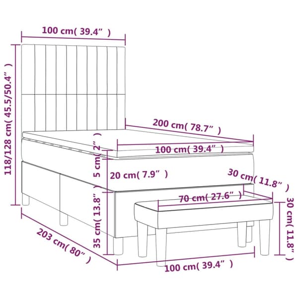 vidaXL Ramsäng med madrass mörkblå 100x200 cm sammet