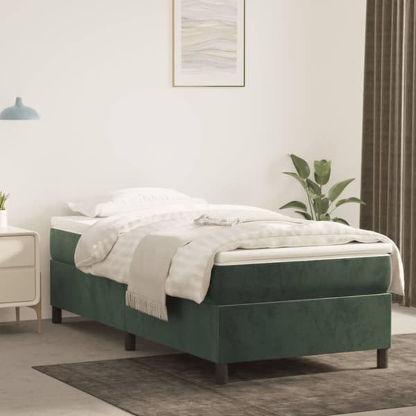 vidaXL Ramsäng med madrass mörkgrön 80x200 cm sammet