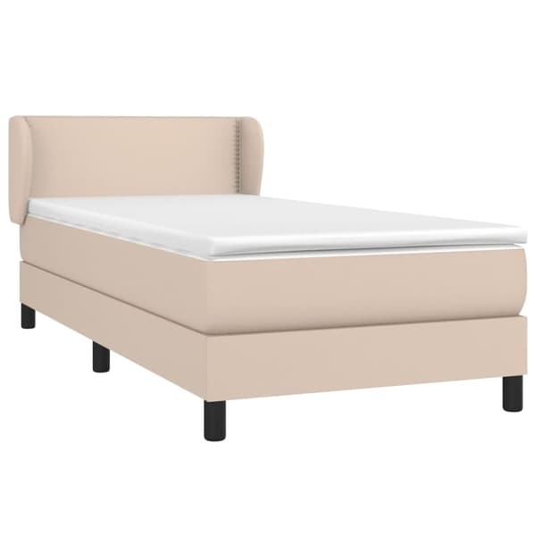 vidaXL Ramsäng med bäddmadrass cappuccino 90x190 cm konstläder