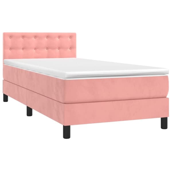 vidaXL Ramsäng med madrass rosa & LED 80x200 cm sammet