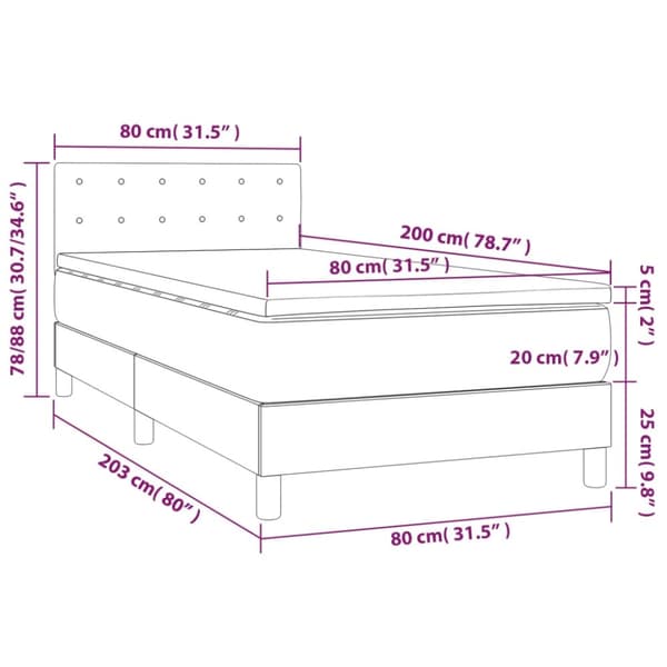 vidaXL Ramsäng med madrass rosa & LED 80x200 cm sammet