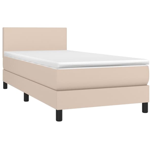 vidaXL Ramsäng med bäddmadrass cappuccino 90x190 cm konstläder