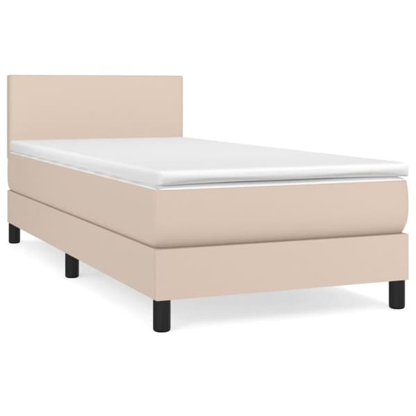 vidaXL Ramsäng med bäddmadrass cappuccino 90x190 cm konstläder