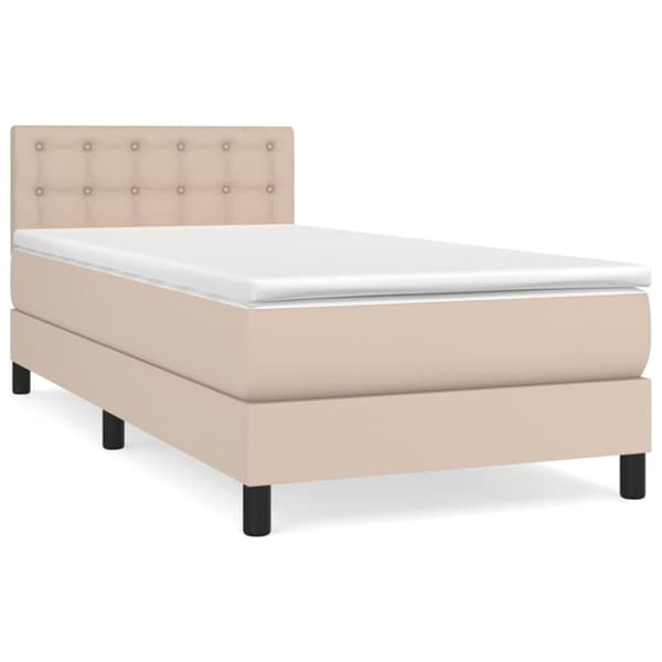 vidaXL Ramsäng med bäddmadrass cappuccino 90x190 cm konstläder