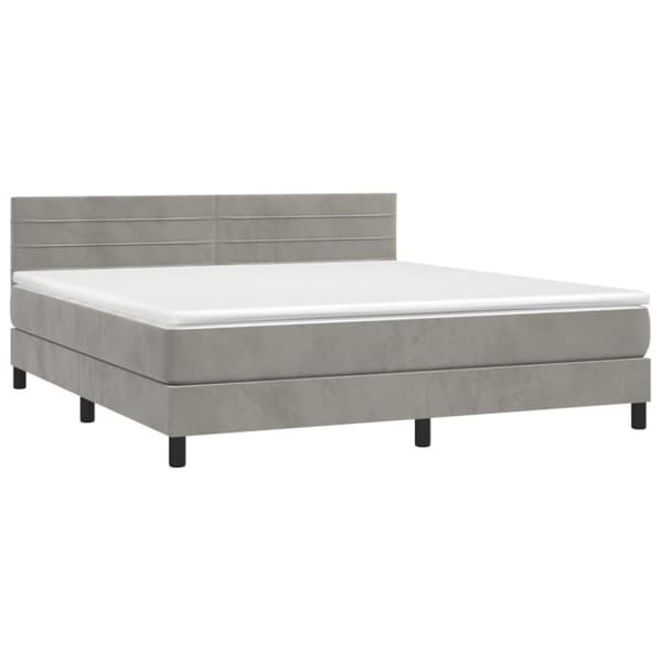 vidaXL Ramsäng med madrass ljusgrå 180x200 cm sammet