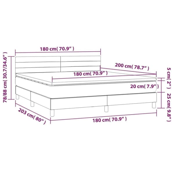 vidaXL Ramsäng med madrass ljusgrå 180x200 cm sammet