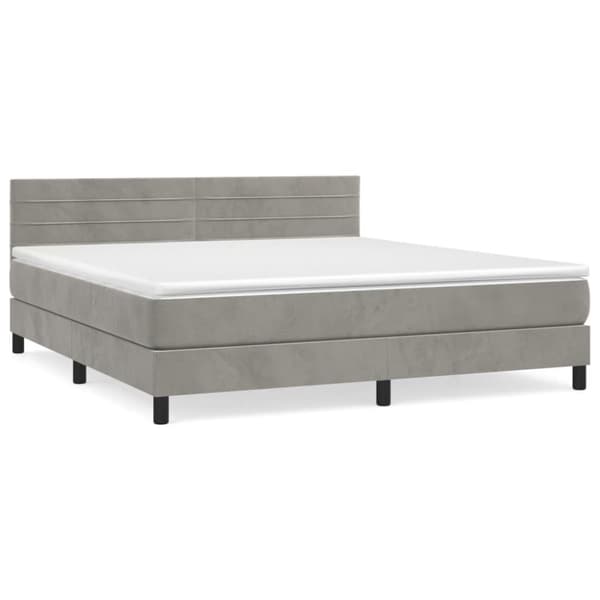 vidaXL Ramsäng med madrass ljusgrå 180x200 cm sammet