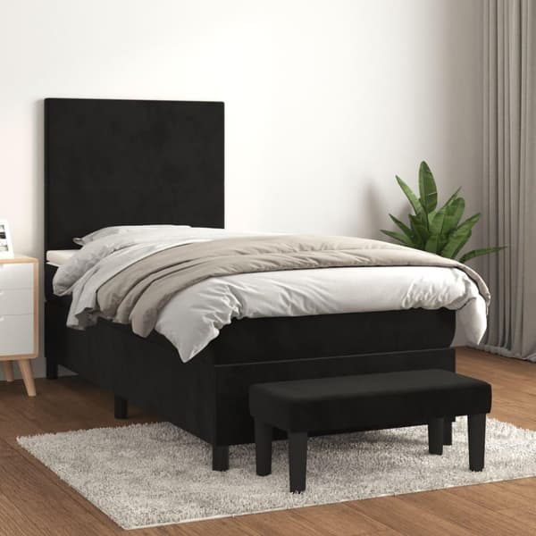 vidaXL Ramsäng med madrass svart 90x200 cm sammet
