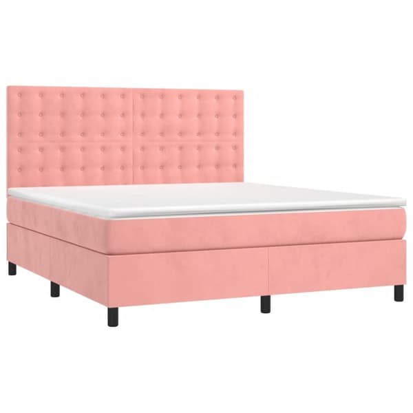 vidaXL Ramsäng med madrass rosa & LED 160x200 cm sammet
