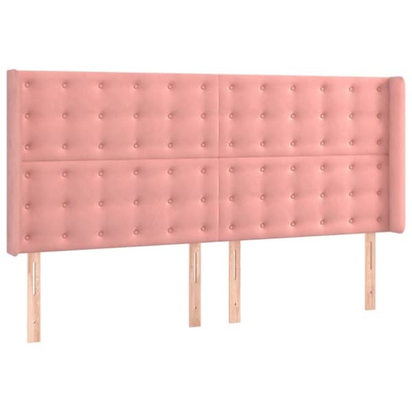 vidaXL Ramsäng med madrass rosa & LED 160x200 cm sammet