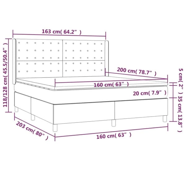 vidaXL Ramsäng med madrass rosa & LED 160x200 cm sammet