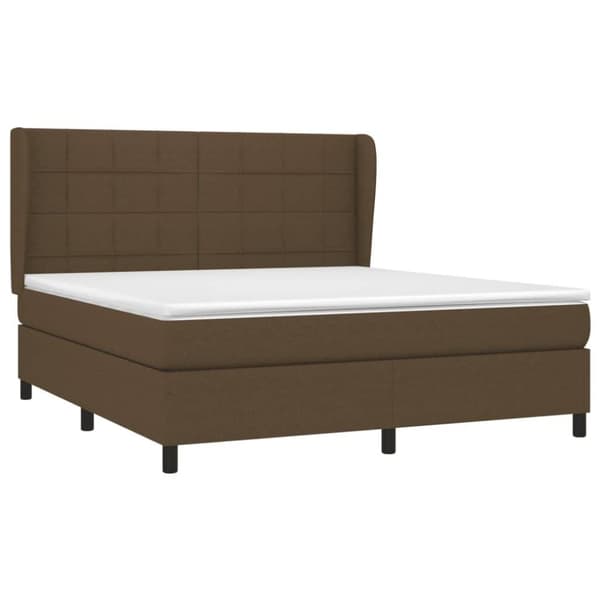 vidaXL Ramsäng med madrass mörkbrun 160x200 cm tyg