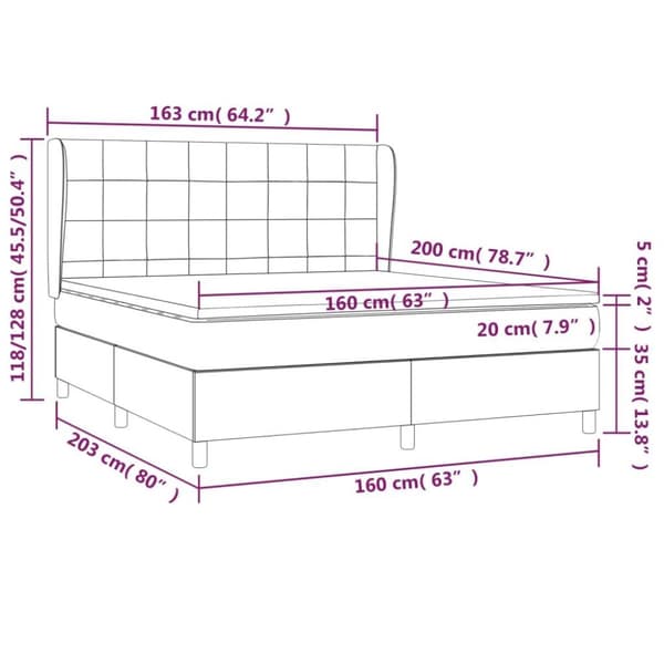 vidaXL Ramsäng med madrass mörkbrun 160x200 cm tyg