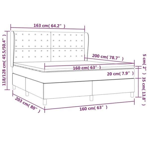 vidaXL Ramsäng med madrass mörkbrun 160x200 cm tyg