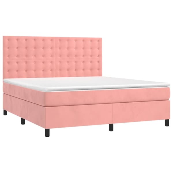 vidaXL Ramsäng med madrass rosa 160x200 cm sammet