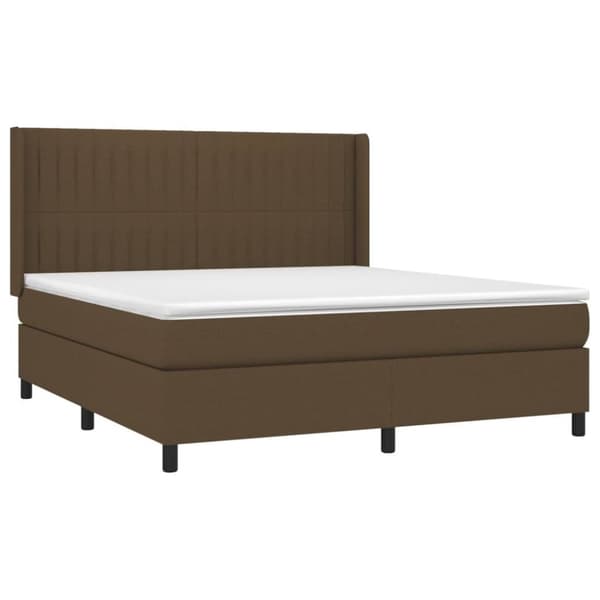 vidaXL Ramsäng med madrass mörkbrun 160x200 cm tyg